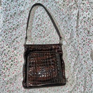 BRIGHTON Croc-Embossed Leather Bag